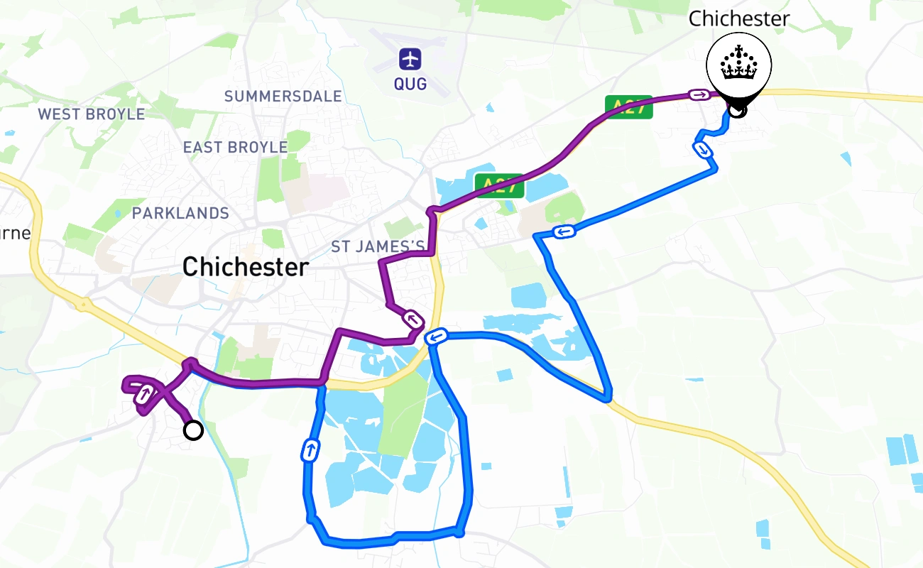 Chichester 驾考路线 #2521 地图 - ENG 英国
