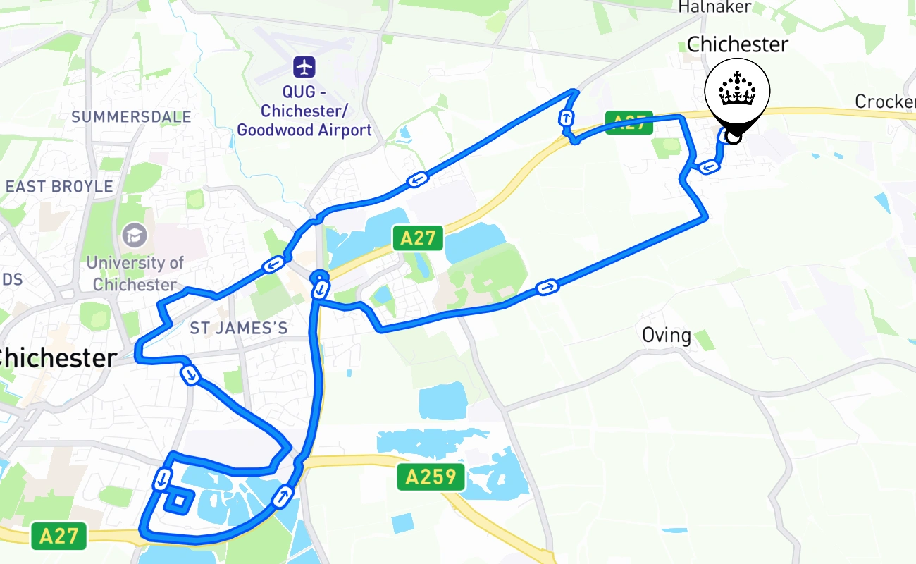 Chichester 驾考路线 #2522 地图 - ENG 英国