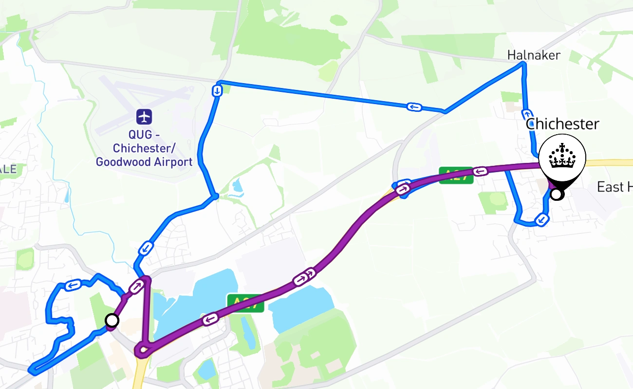 Chichester 驾考路线 #2523 地图 - ENG 英国