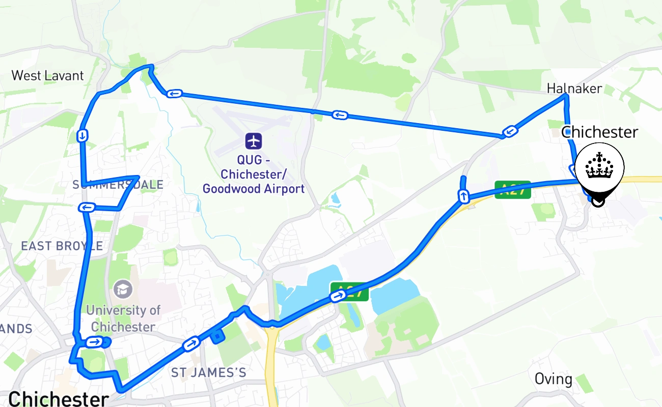 Chichester 驾考路线 #2726 地图 - ENG 英国