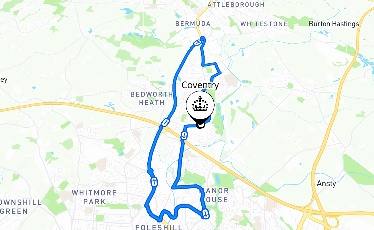 Coventry 驾考路线 #636 地图 - ENG 英国