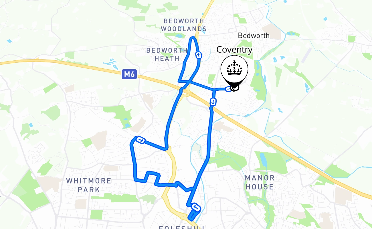 Coventry 驾考路线 #637 地图 - ENG 英国