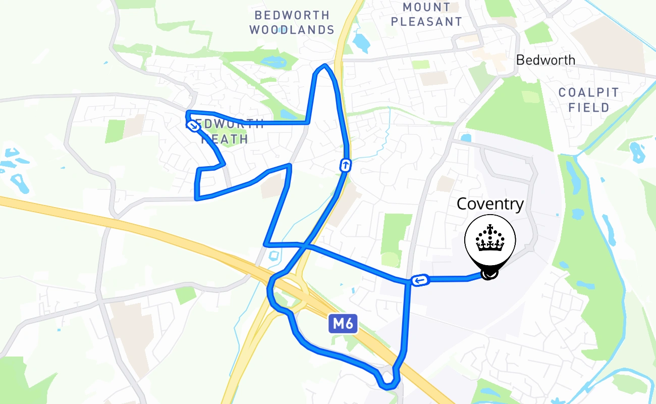 Coventry 驾考路线 #638 地图 - ENG 英国