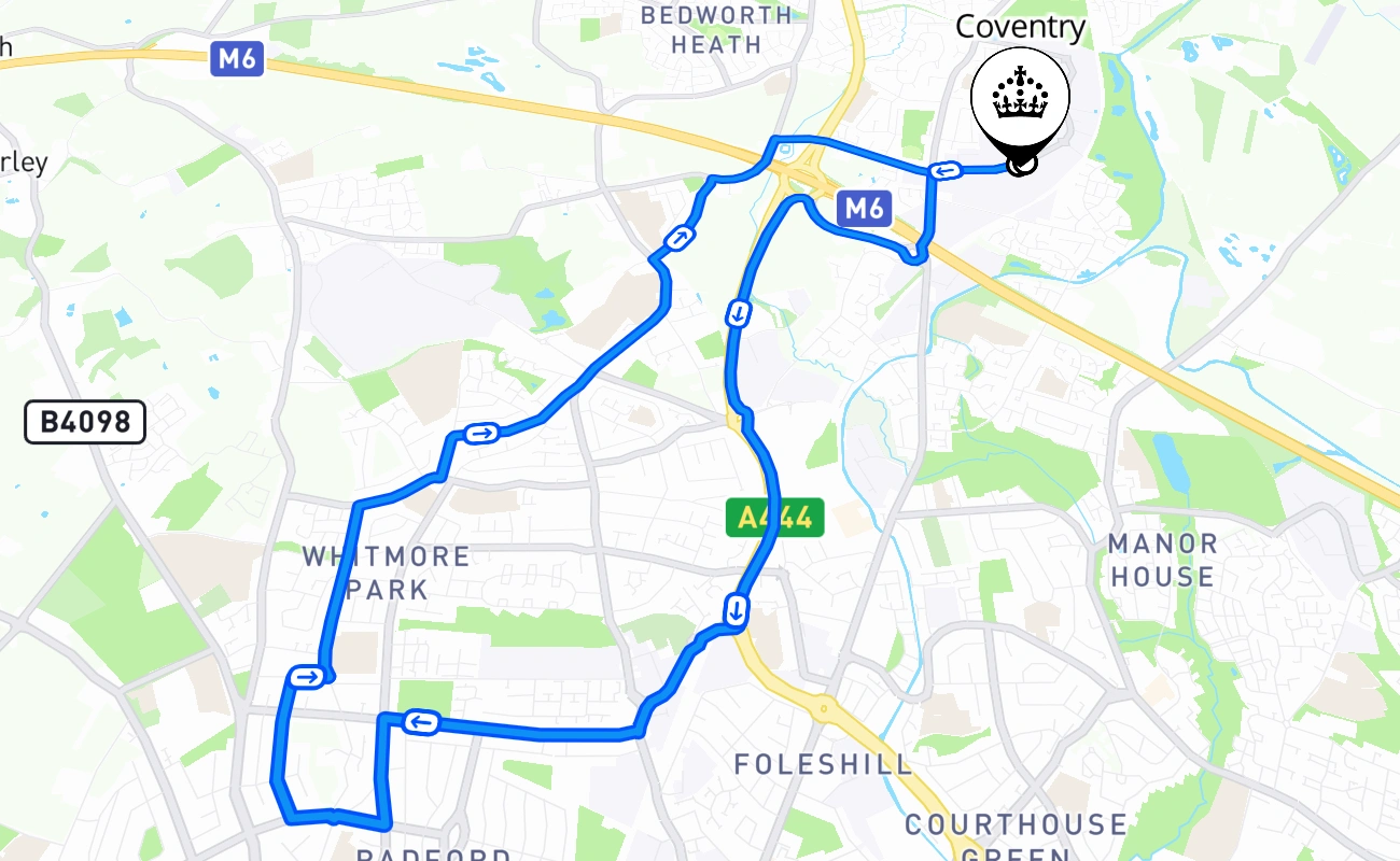 Coventry 驾考路线 #642 地图 - ENG 英国