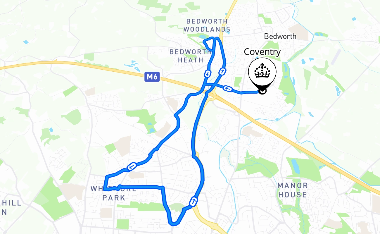 Coventry 驾考路线 #643 地图 - ENG 英国