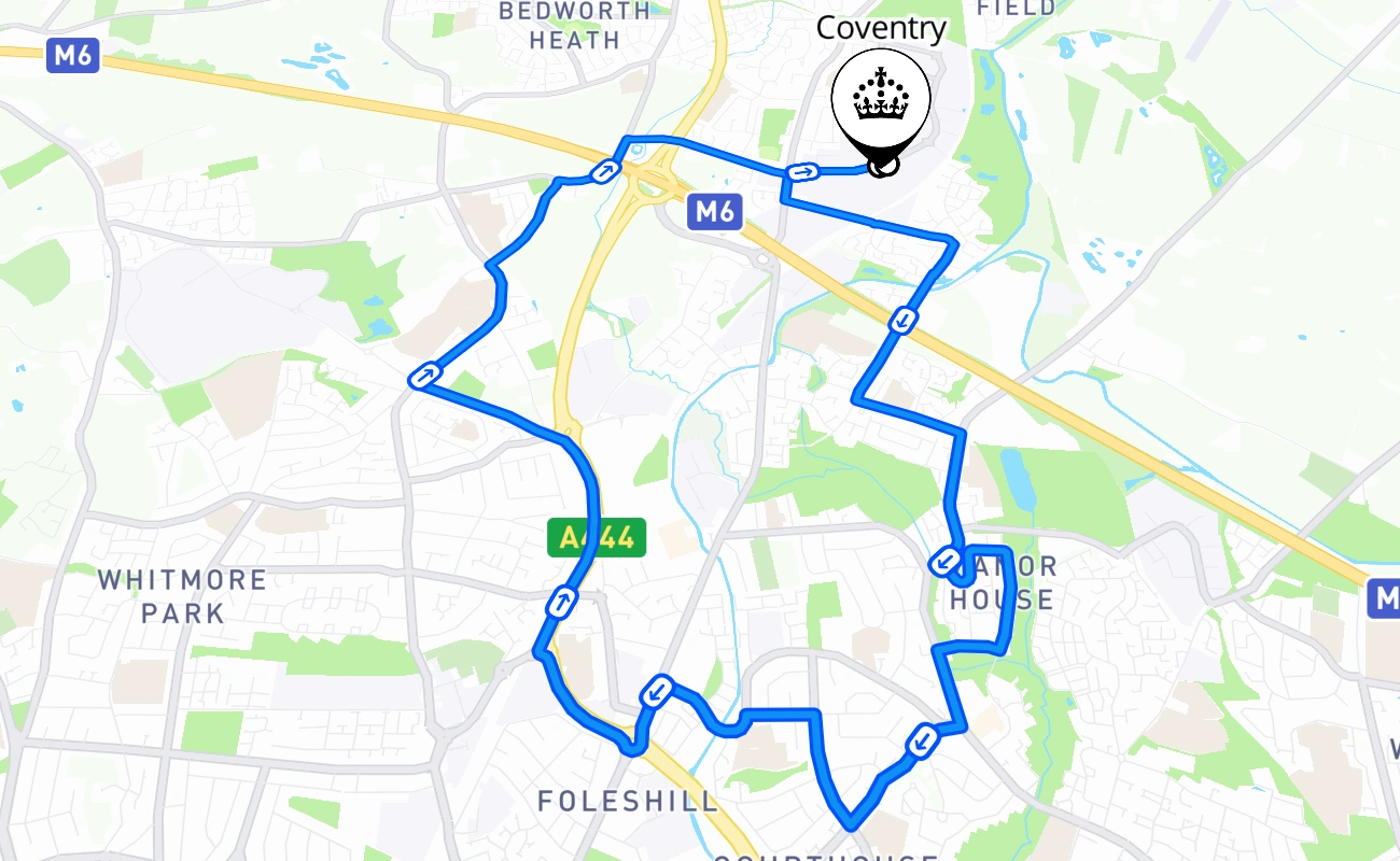 Coventry 驾考路线 #644 地图 - ENG 英国