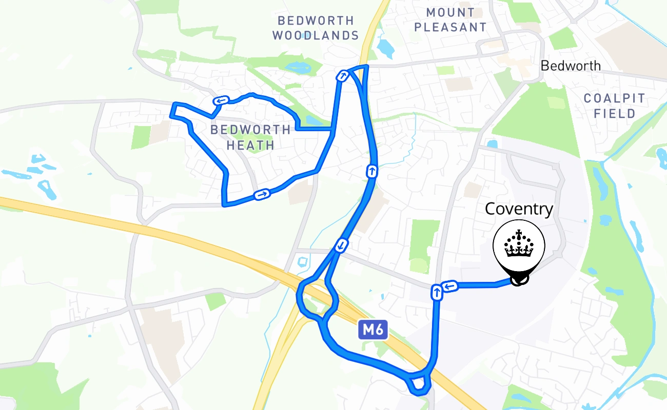 Coventry 驾考路线 #646 地图 - ENG 英国