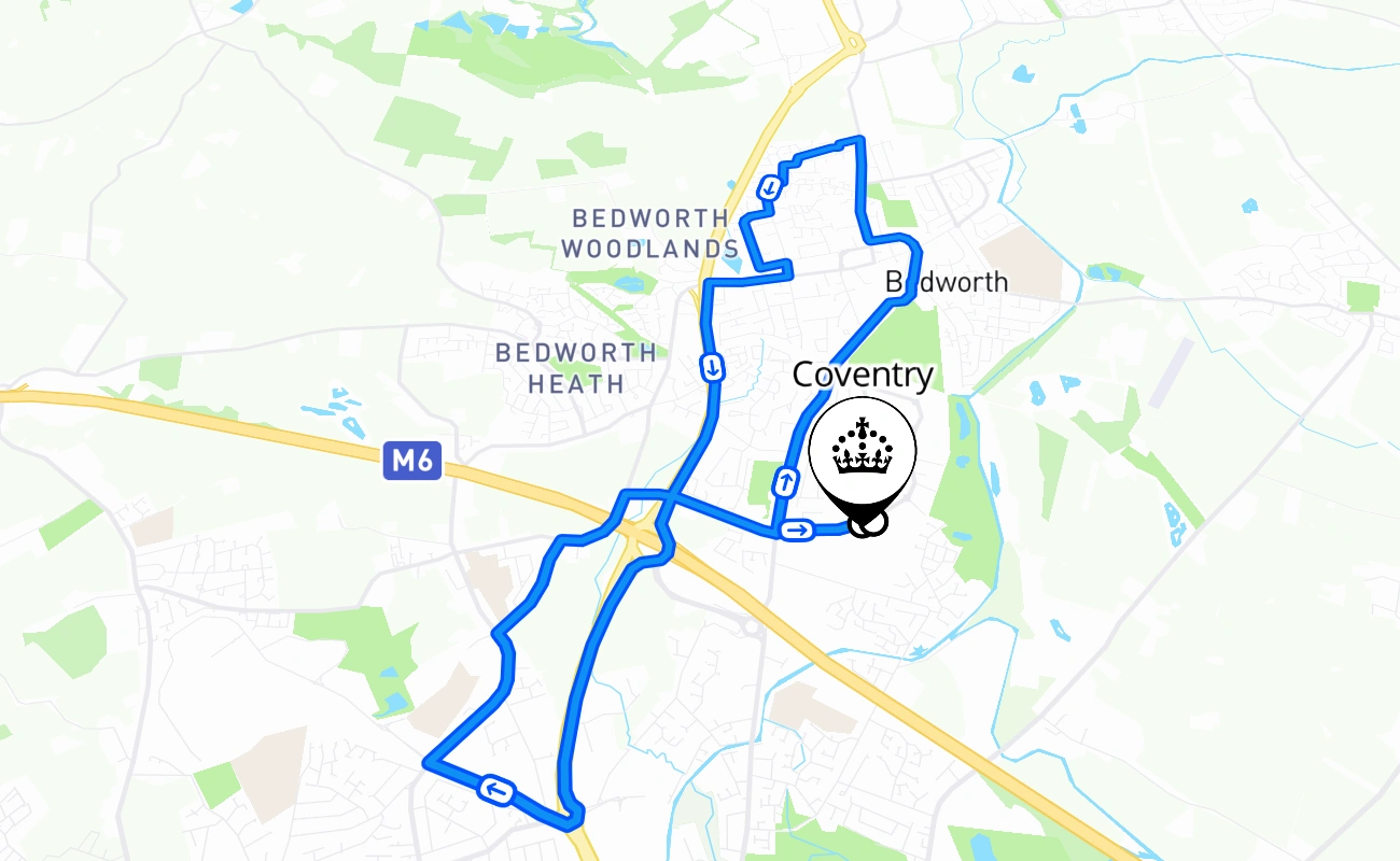 Coventry 驾考路线 #647 地图 - ENG 英国