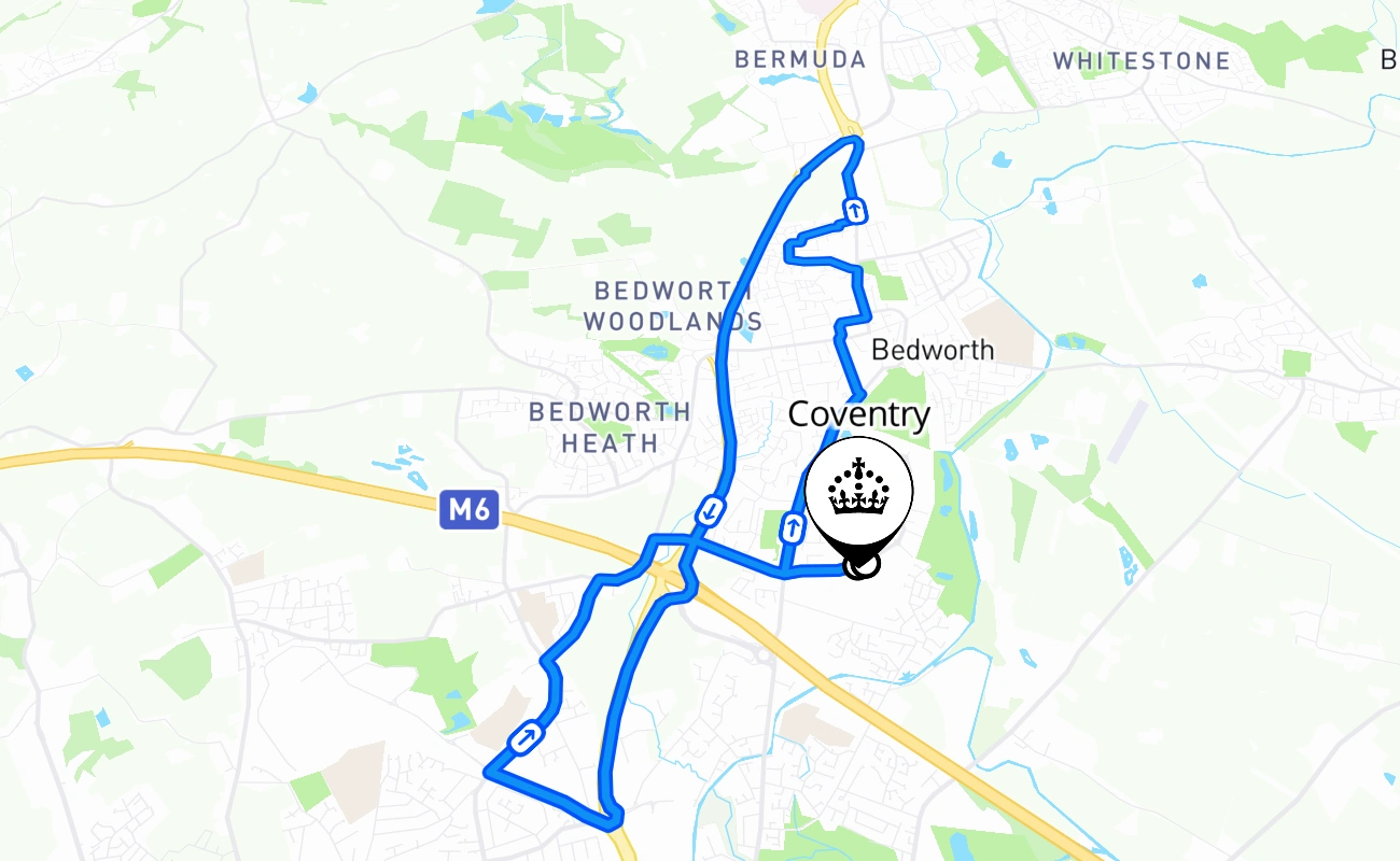 Coventry 驾考路线 #648 地图 - ENG 英国