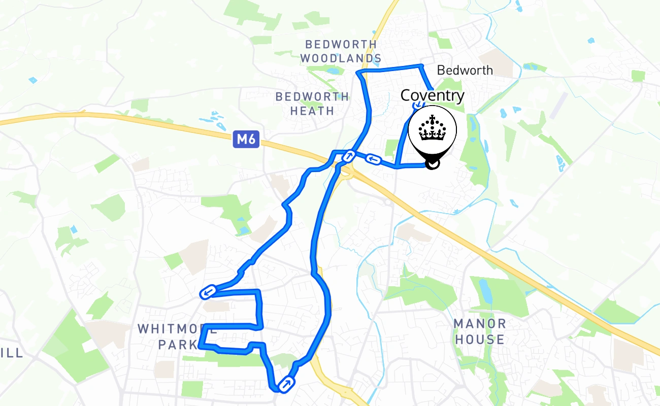 Coventry 驾考路线 #650 地图 - ENG 英国