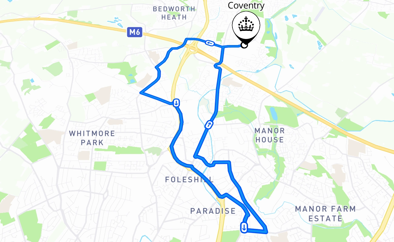 Coventry 驾考路线 #2337 地图 - ENG 英国