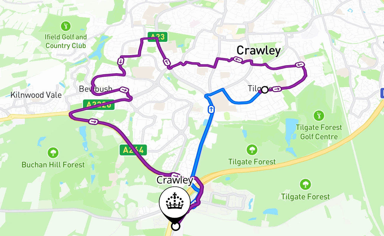 Crawley 驾考路线 #2454 地图 - ENG 英国