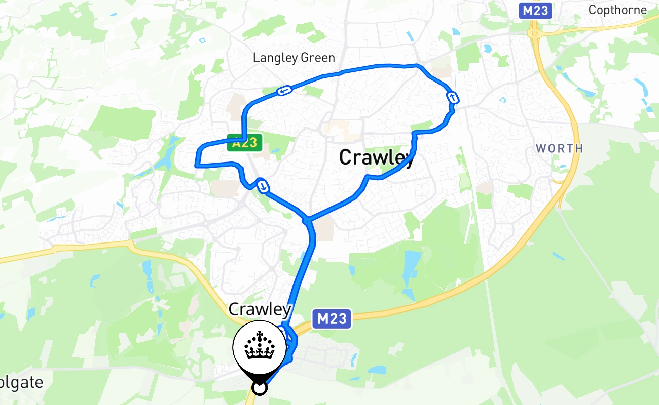 Crawley 驾考路线 #2455 地图 - ENG 英国