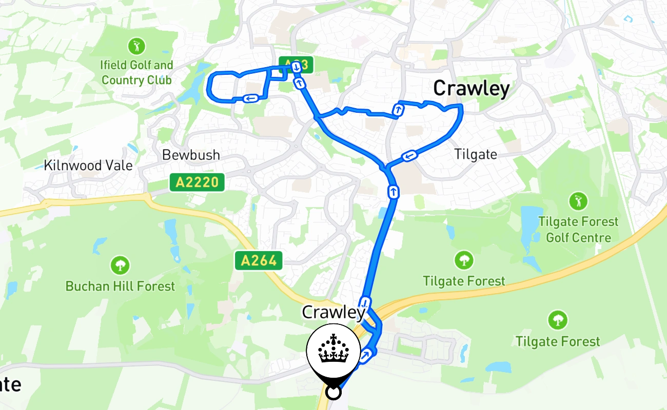 Crawley 驾考路线 #2456 地图 - ENG 英国