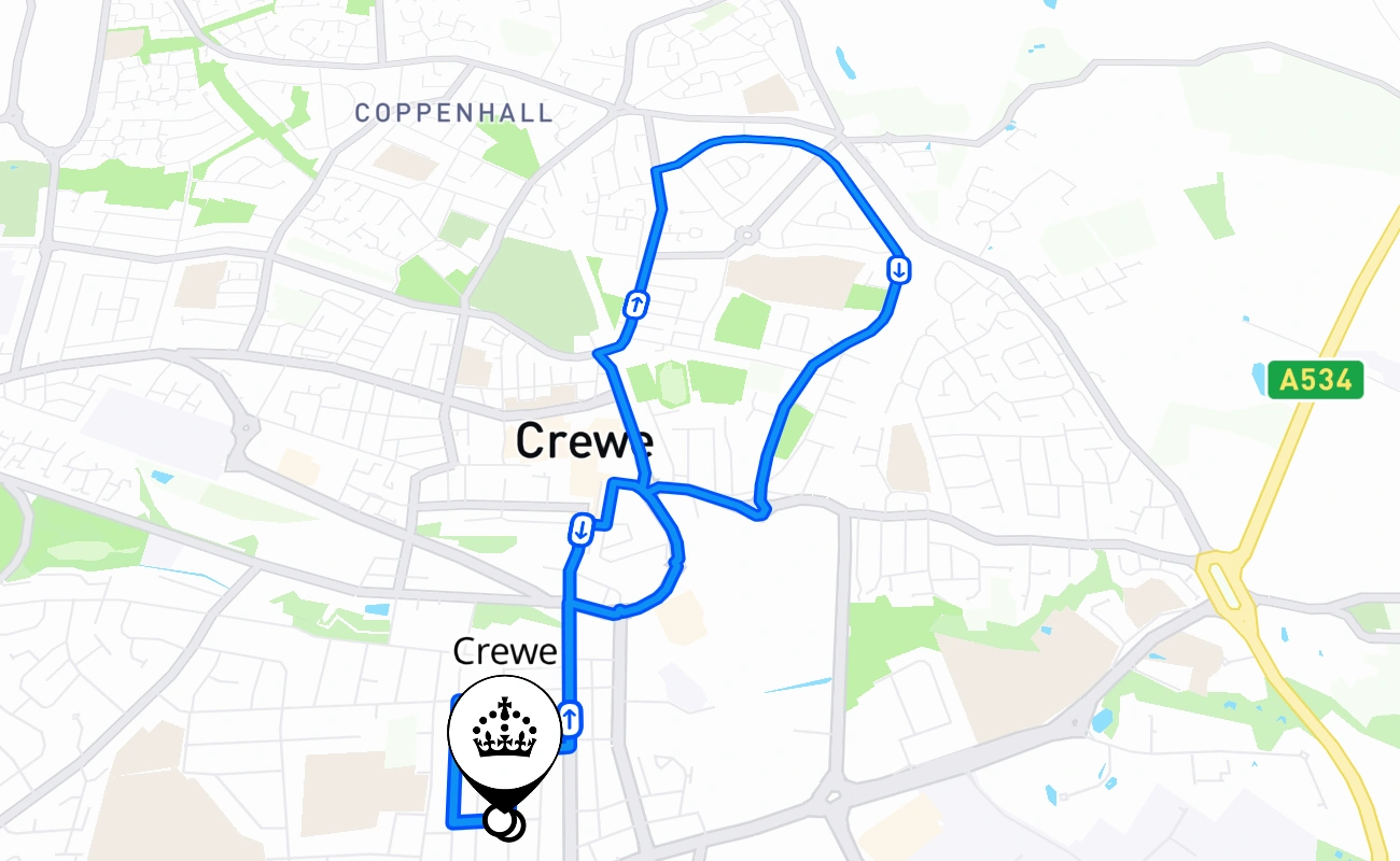 Crewe 驾考路线 #876 地图 - ENG 英国