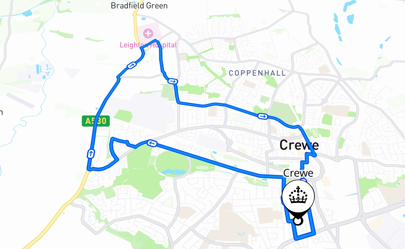 Crewe 驾考路线 #877 地图 - ENG 英国