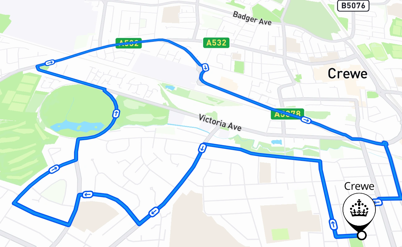 Crewe 驾考路线 #881 地图 - ENG 英国