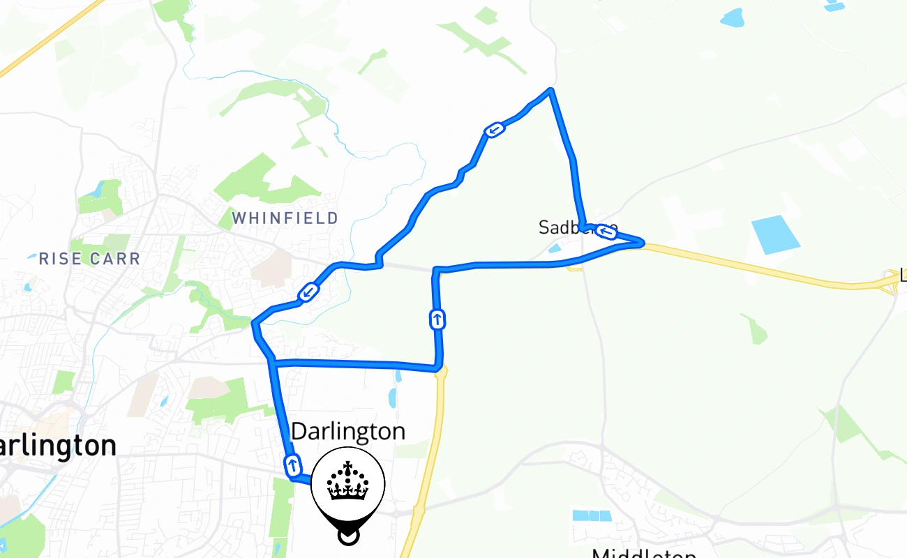 Darlington 驾考路线 #2649 地图 - ENG 英国