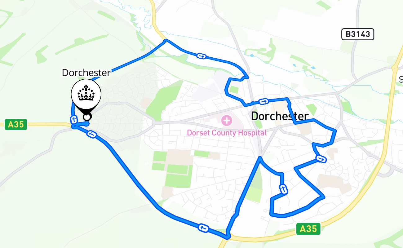 Dorchester 驾考路线 #2647 地图 - ENG 英国