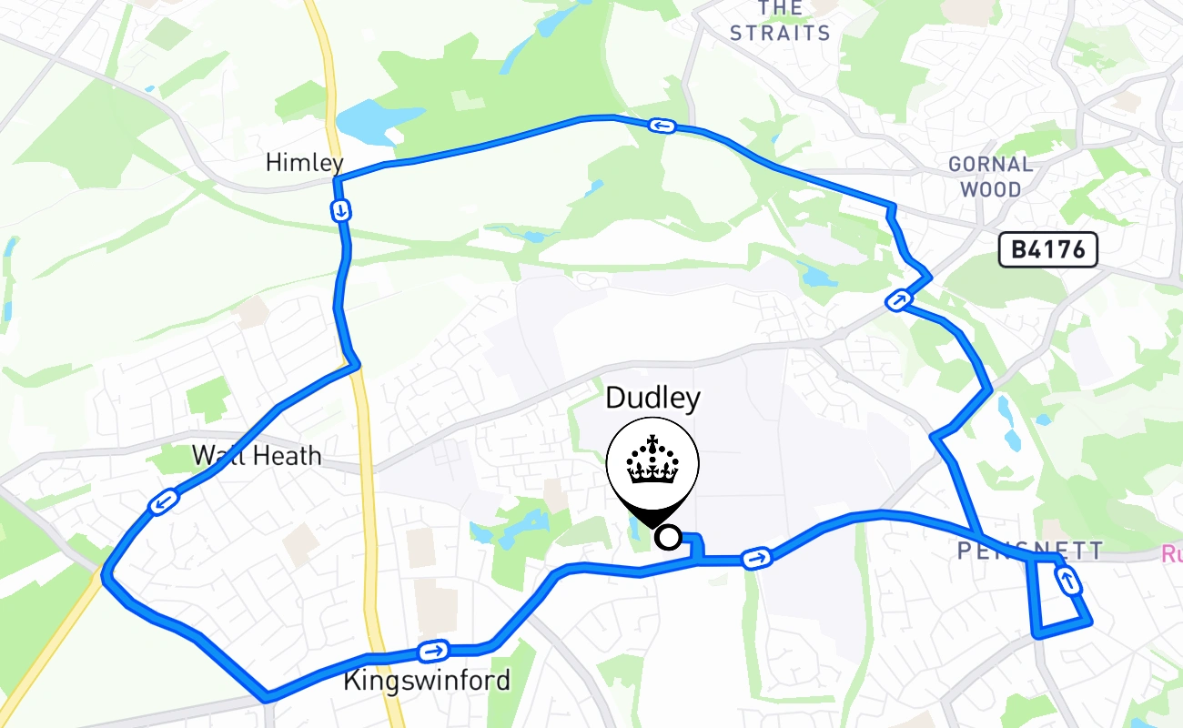 Dudley driving test route #2480 map - ENG United Kingdom