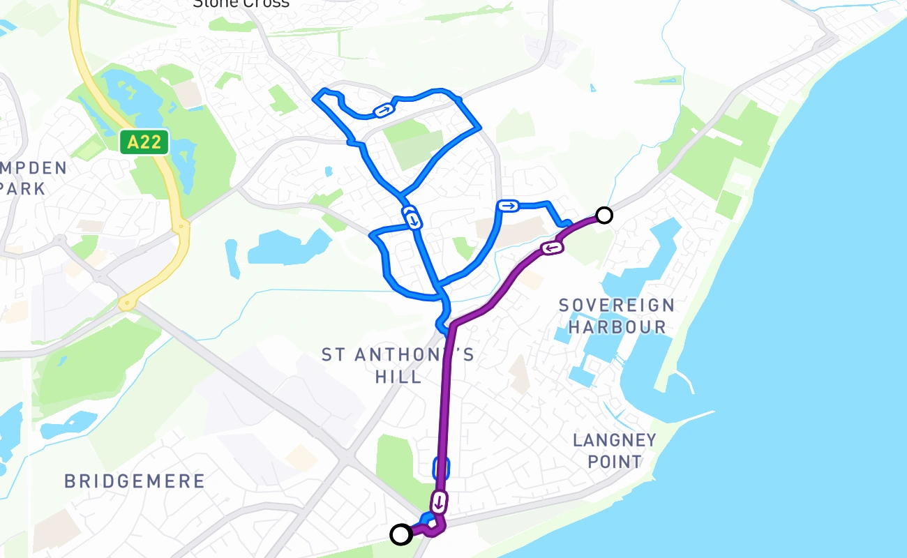 Eastbourne 驾考路线 #2516 地图 - ENG 英国