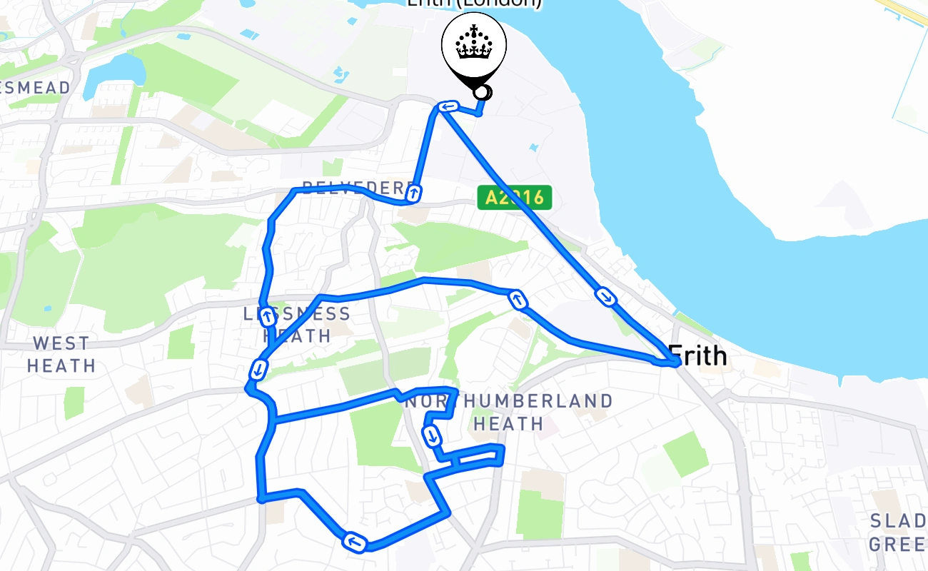 Erith (London) 驾考路线 #2644 地图 - ENG 英国