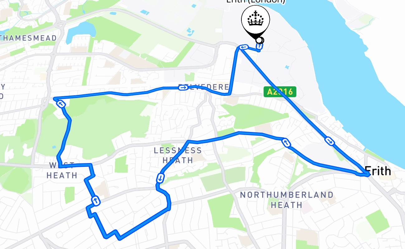 Erith (London) 驾考路线 #2645 地图 - ENG 英国