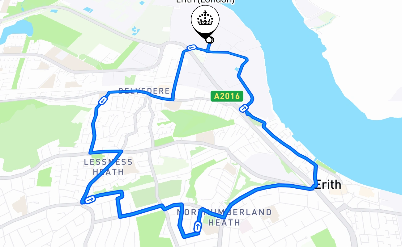 Erith (London) 驾考路线 #2646 地图 - ENG 英国