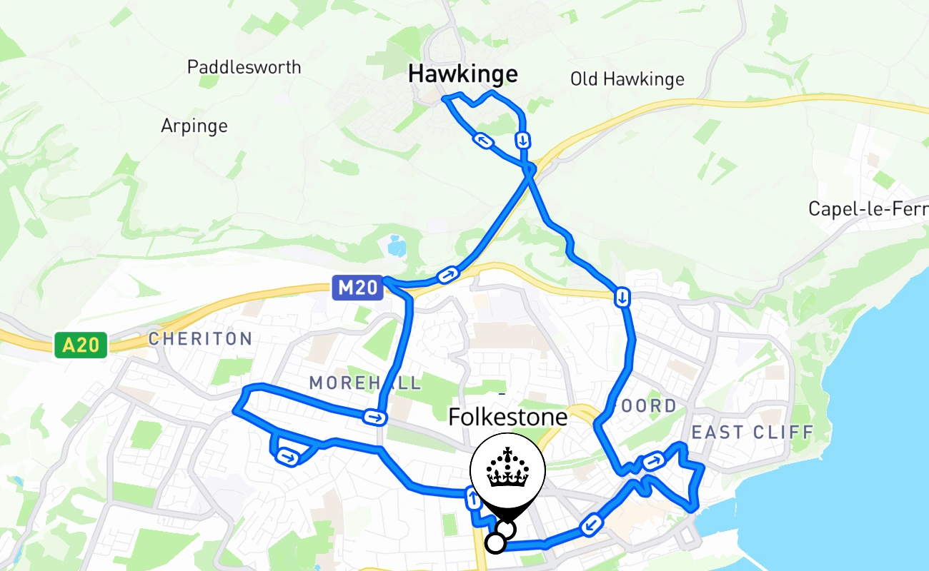 Folkestone 驾考路线 #1327 地图 - ENG 英国