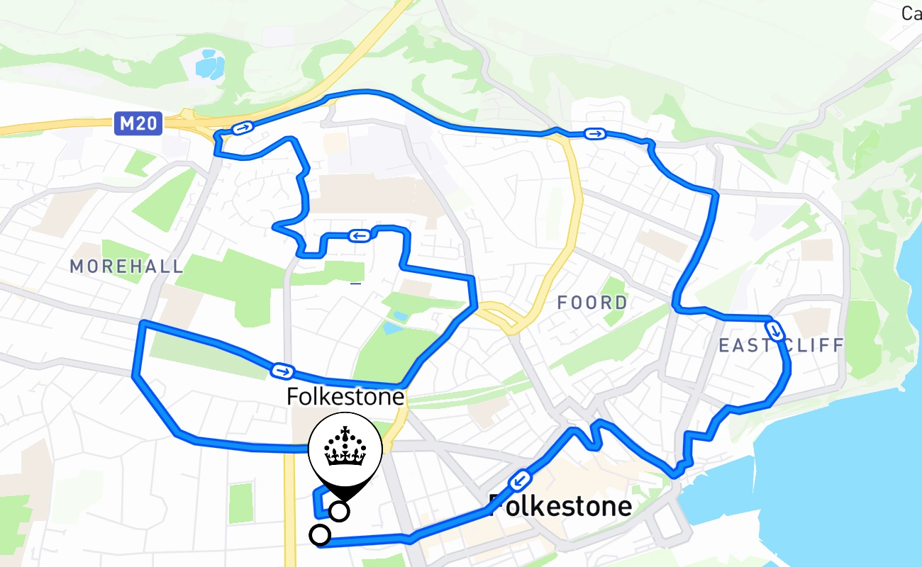 Folkestone 驾考路线 #1328 地图 - ENG 英国