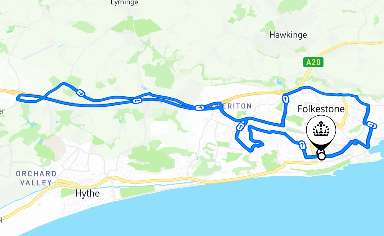 Folkestone 驾考路线 #1325 地图 - ENG 英国