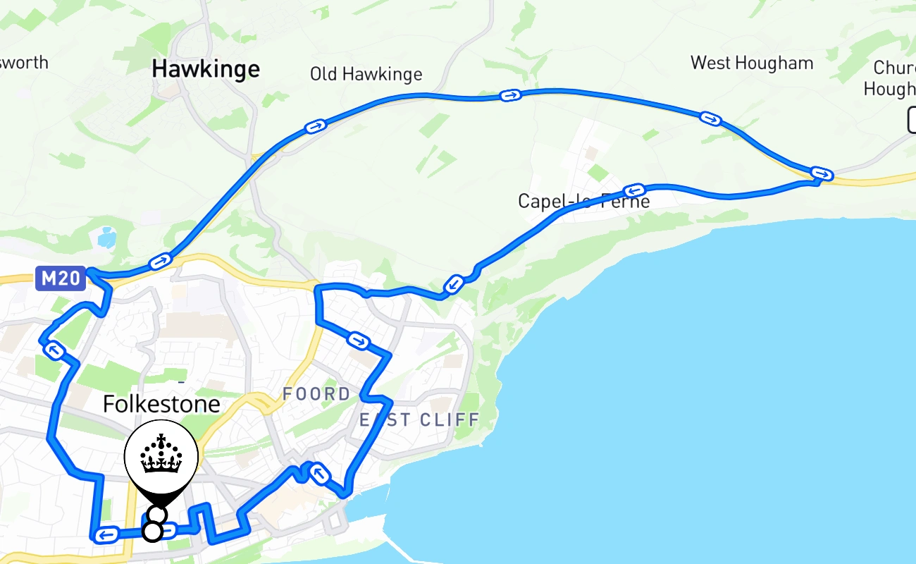 Folkestone 驾考路线 #1310 地图 - ENG 英国