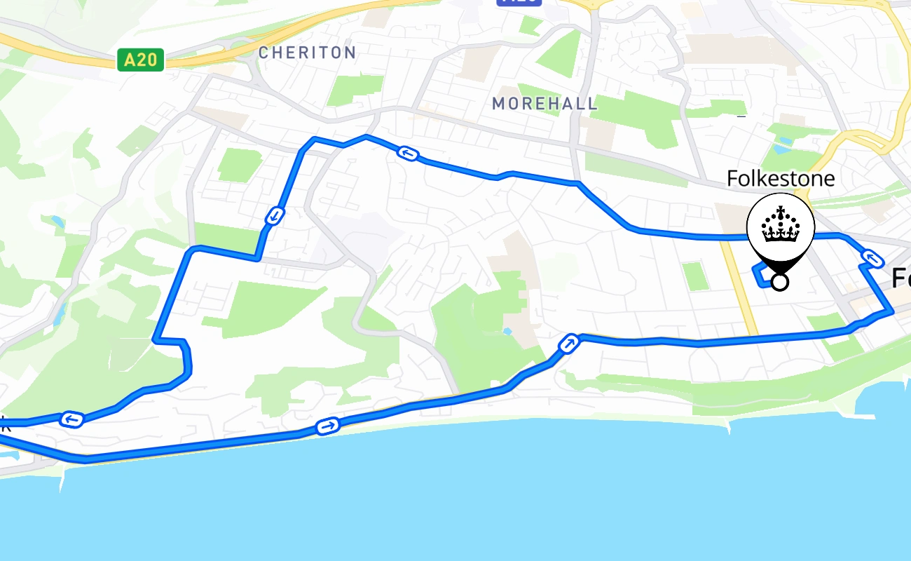 Folkestone 驾考路线 #1309 地图 - ENG 英国