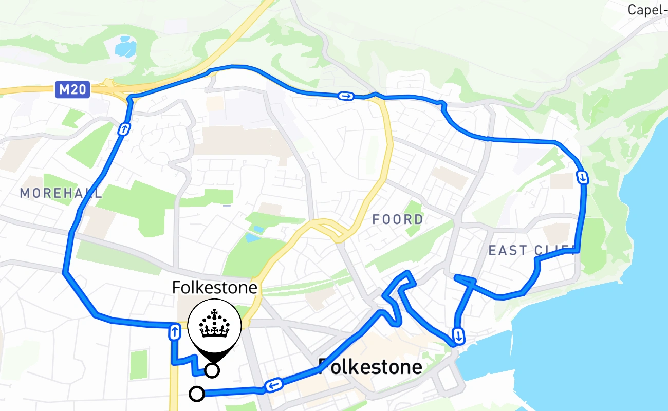 Folkestone 驾考路线 #1307 地图 - ENG 英国