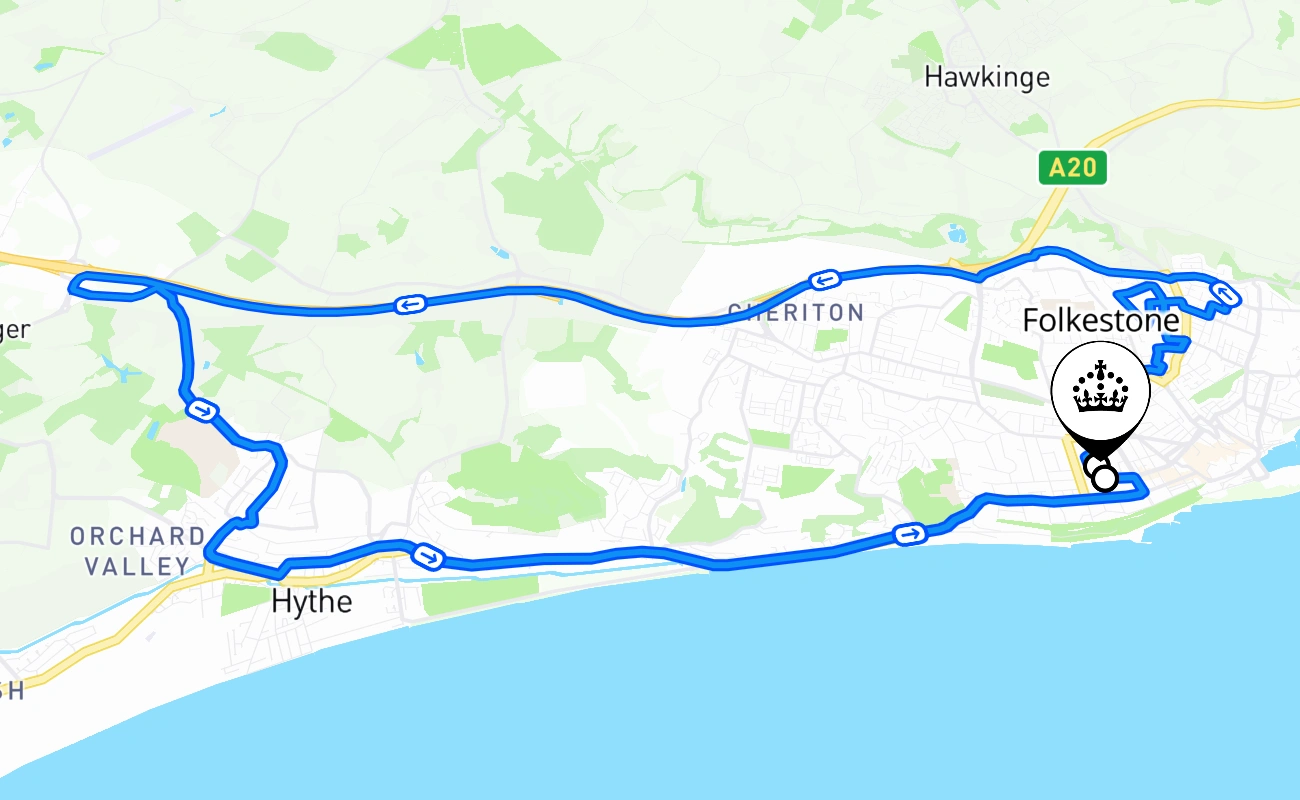 Folkestone 驾考路线 #1331 地图 - ENG 英国