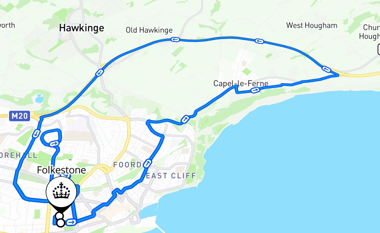 Folkestone 驾考路线 #1332 地图 - ENG 英国