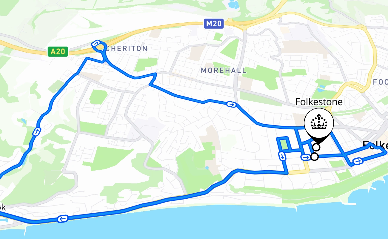 Folkestone 驾考路线 #1333 地图 - ENG 英国