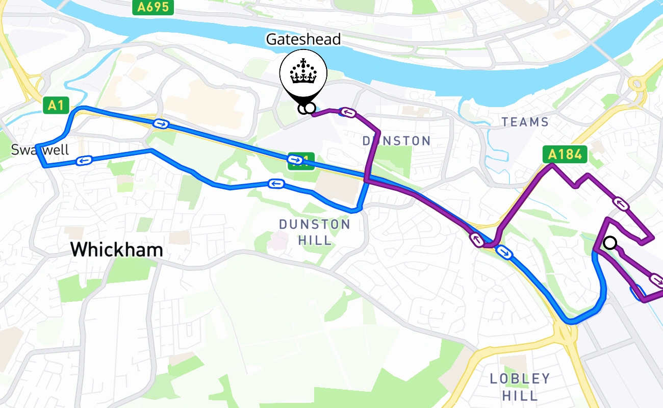 Gateshead 驾考路线 #2767 地图 - ENG 英国