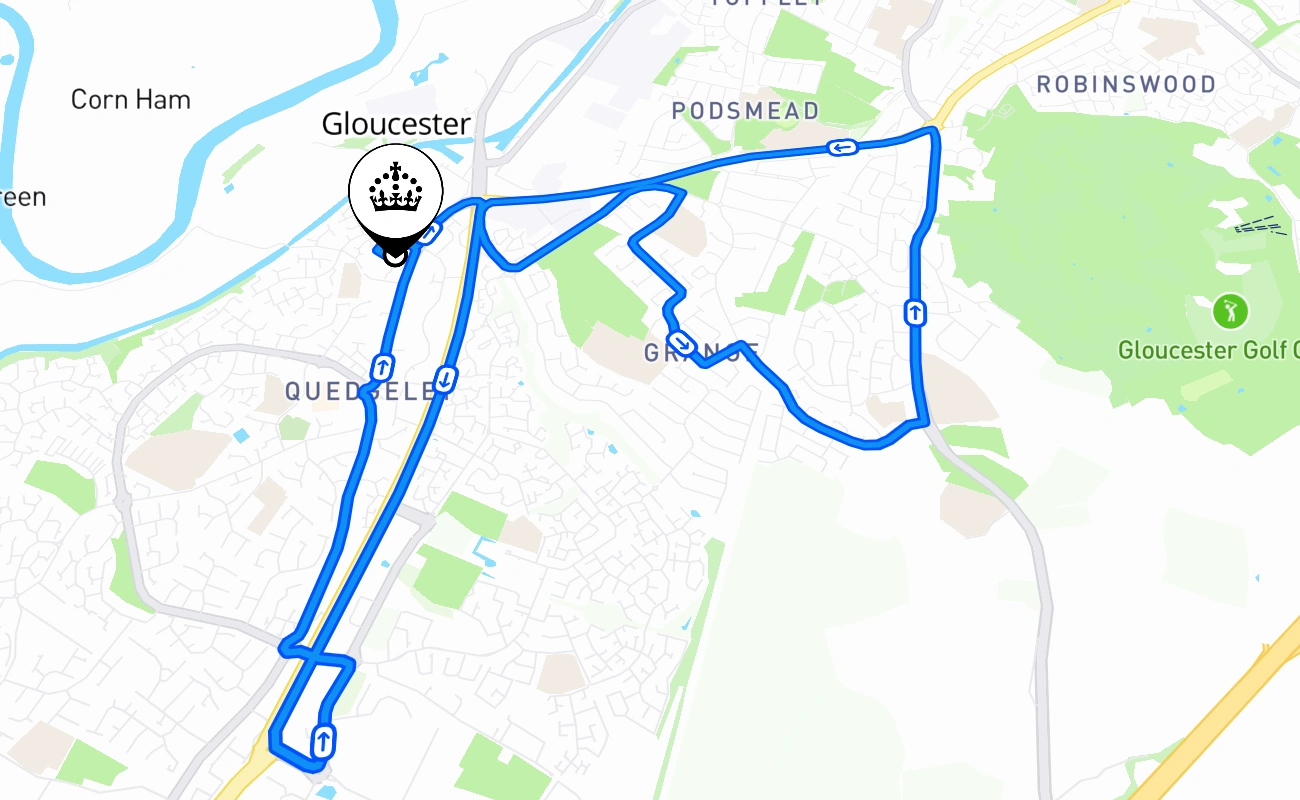 Gloucester 驾考路线 #653 地图 - ENG 英国