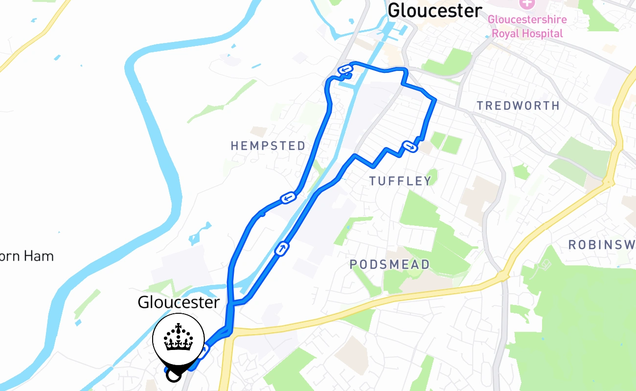 Gloucester 驾考路线 #656 地图 - ENG 英国