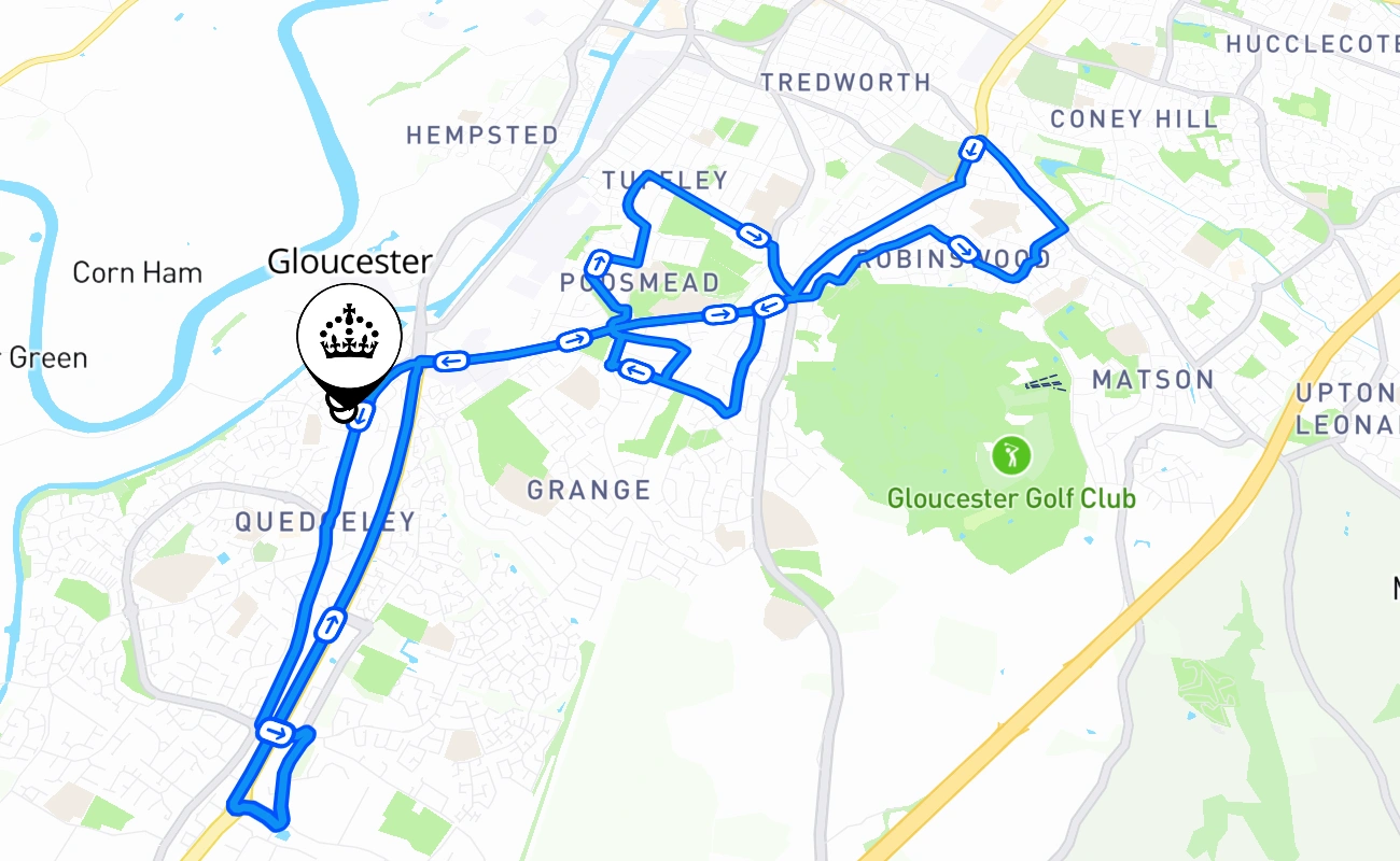 Gloucester 驾考路线 #657 地图 - ENG 英国