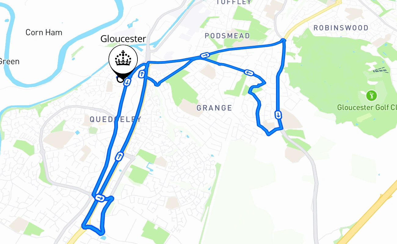 Gloucester 驾考路线 #659 地图 - ENG 英国