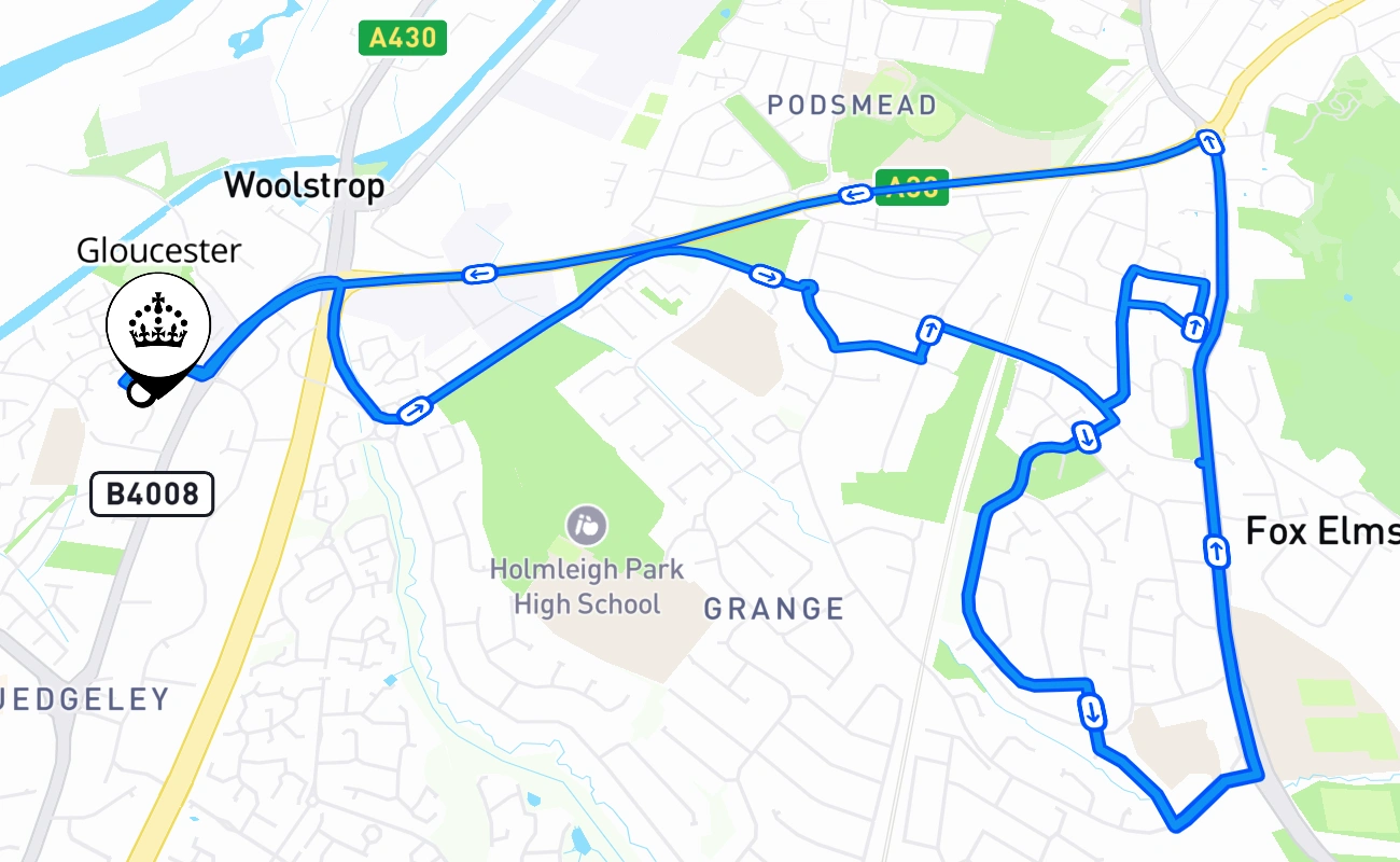 Gloucester 驾考路线 #660 地图 - ENG 英国