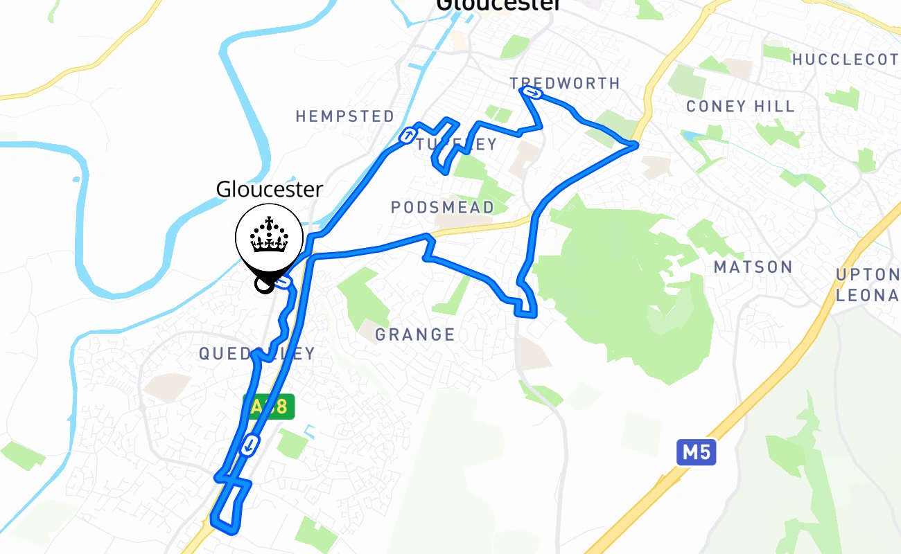 Gloucester 驾考路线 #661 地图 - ENG 英国