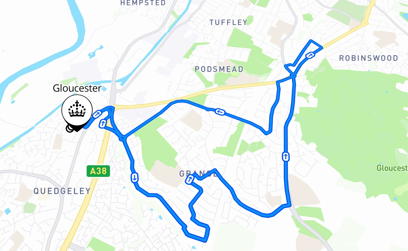 Gloucester 驾考路线 #662 地图 - ENG 英国