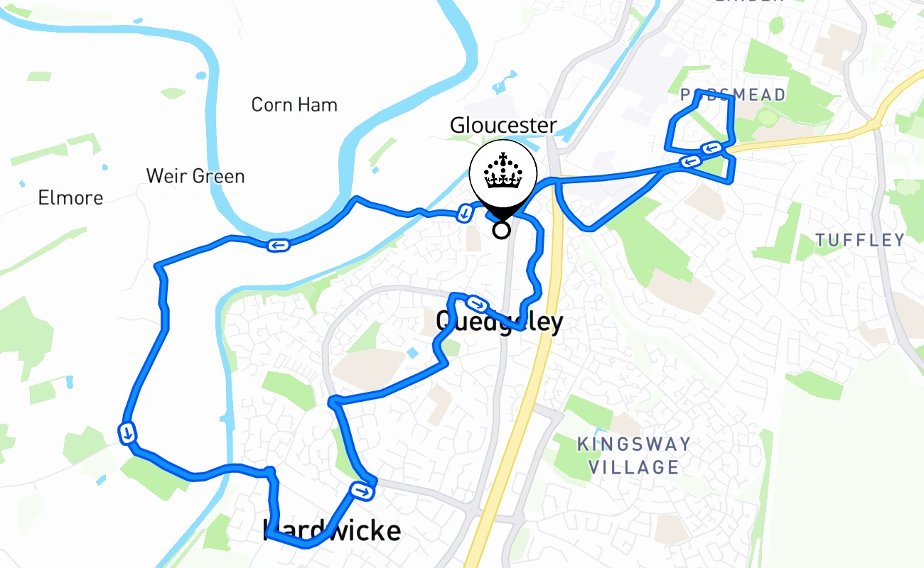 Gloucester 驾考路线 #2614 地图 - ENG 英国