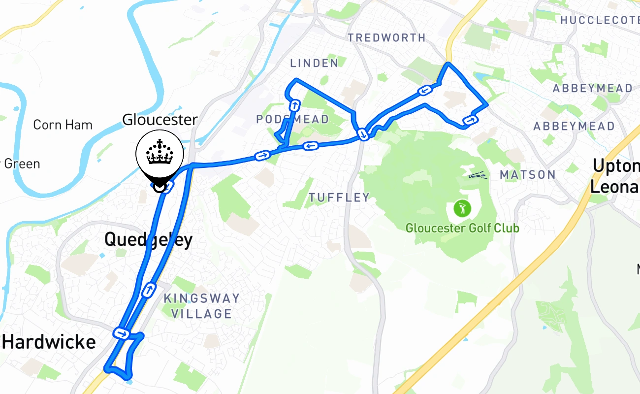 Gloucester 驾考路线 #2616 地图 - ENG 英国