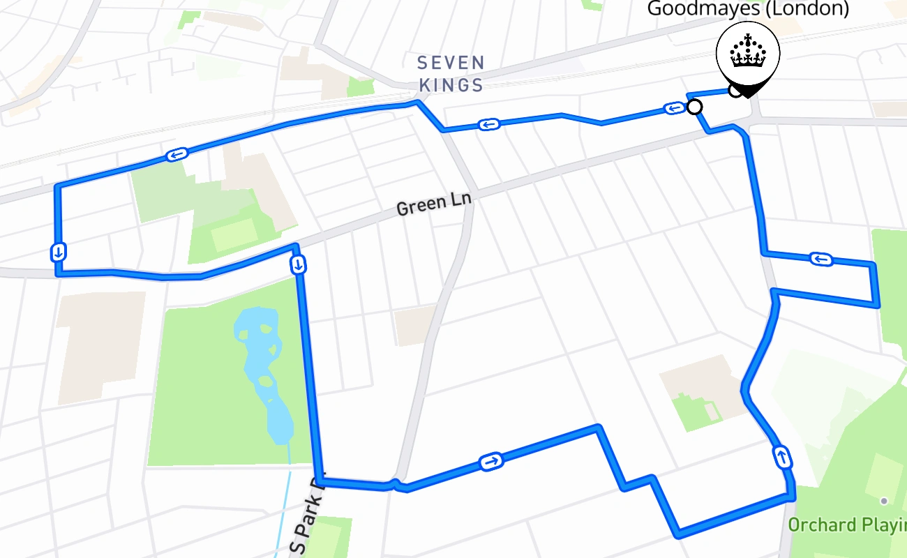 Goodmayes (London) 驾考路线 #1616 地图 - ENG 英国