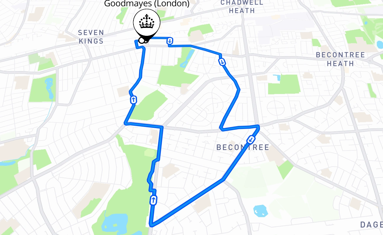Goodmayes (London) 驾考路线 #1617 地图 - ENG 英国