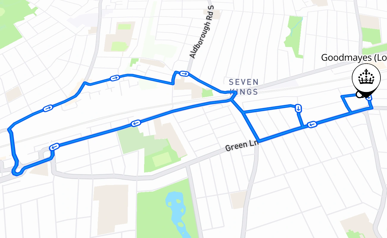 Goodmayes (London) 驾考路线 #1619 地图 - ENG 英国